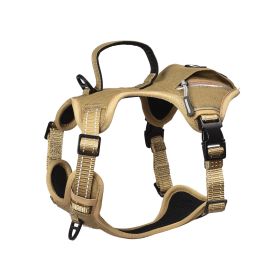 PETMARVEL High-Perfomance Tactical Dog Harness With Poop Bag Holder, No Pull Front Clip & Metal Buckles, Brown S (Option: Brown-Small)